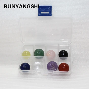 

Eight Materials Natural crystal ball Collection Box Stone handicraft Home Collection Energy Stone Magic Ball 20mm