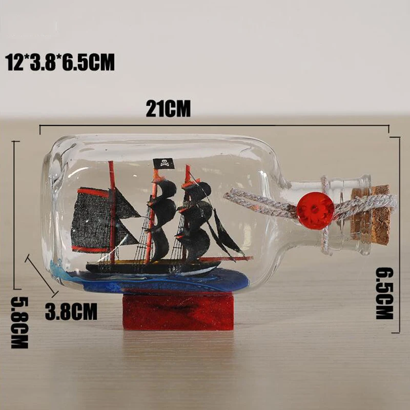 

Home Decor Mini Sailing Pirate Boat Ship Small Wood Cork Glass Drift Charm Wishing Bottle Vial Valentine's Day Gift