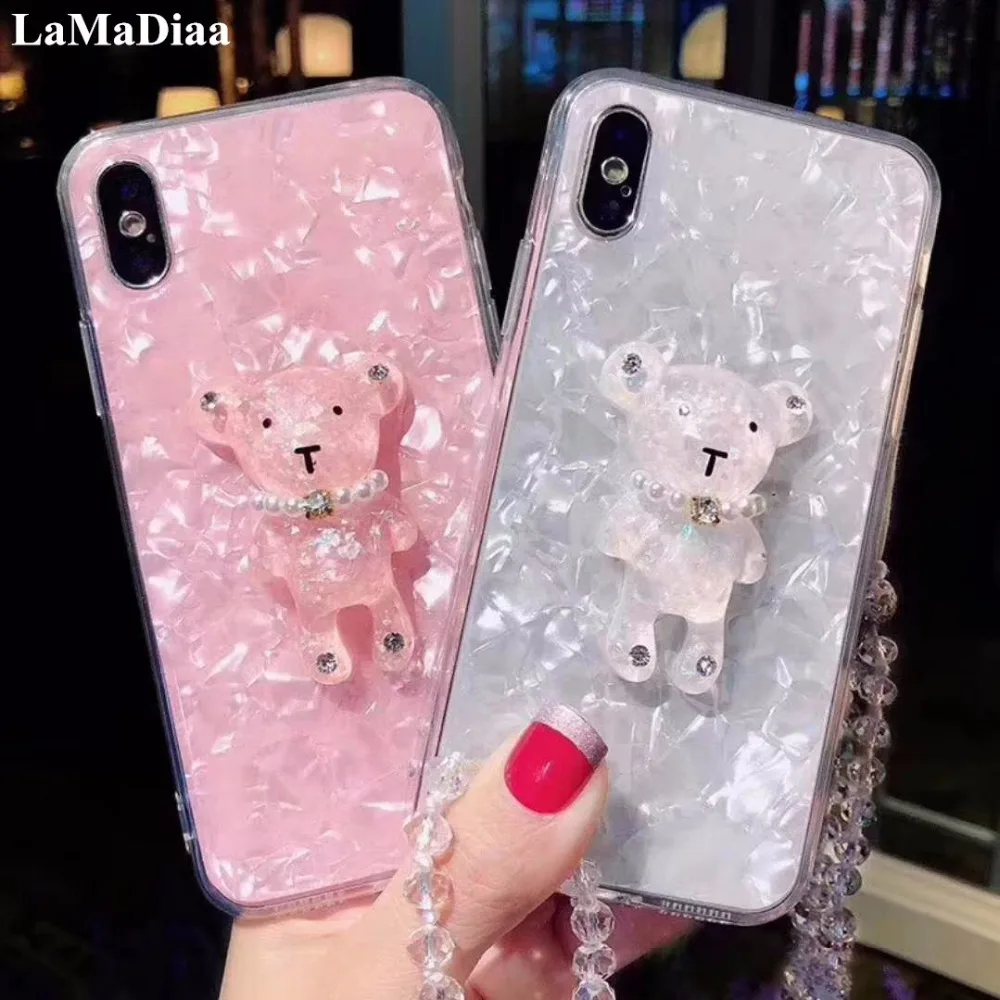 Чехол для телефона LaMaDiaa Conch для iphone X XR XS MAX 6 6 S 6 plus 3D Прекрасный жемчуг медведь процесс мягкий эпоксидный чехол для iphone 7 8 plus