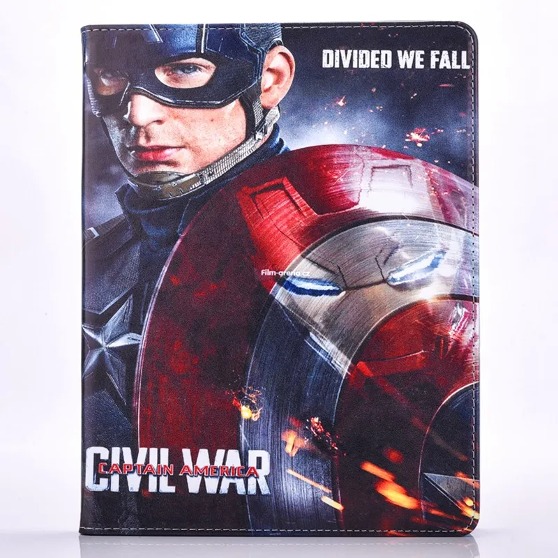 

2016 New Tablet Case for Apple ipad mini 4 Flip stand Captain America Civil War prints Cover shell coque para housing