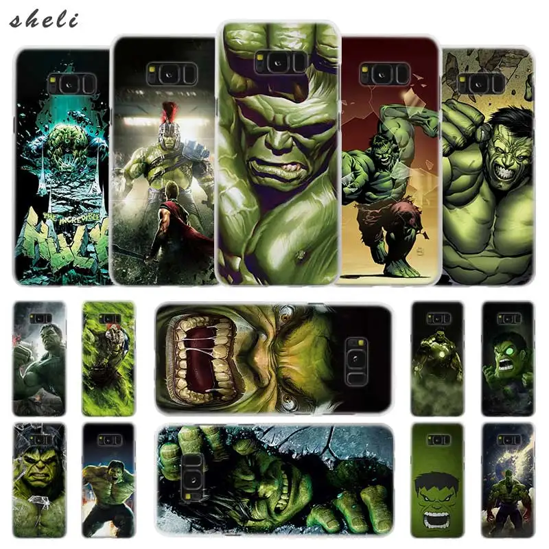 

Sheli The Incredible Hulk Transparent Note 10 9 pro hard Case Cover for Samsung Galaxy S4 S5 S6 S7 S8 S9 Plus Edge Mini s10 lite