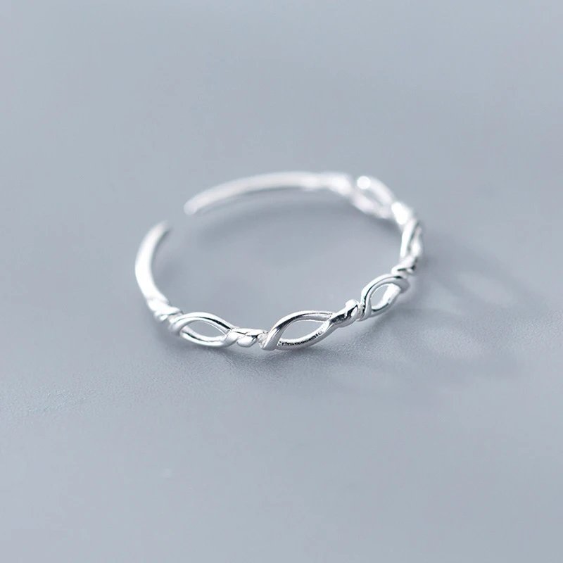 INZATT, настоящее 925 пробы, серебро, минималистичный геометрический полый плетеный трос, регулируемое кольцо для модных женщин, вечерние ювелирные изделия