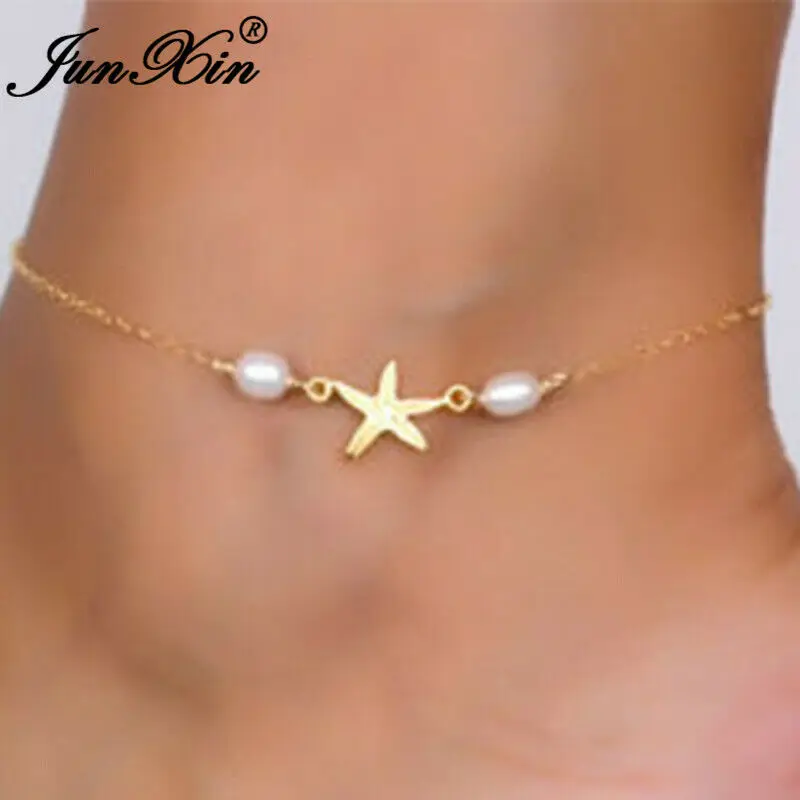Fashion Stainless Steel Gold Color Silver Color Star Anklet Ankle Foot Chain Bracelet Women