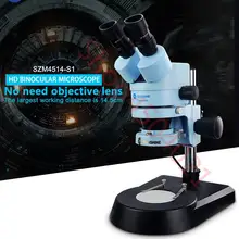 Солнечный SZM4514-S1 зум 7X-45X HD бинокулярный микроскоп для мобильного телефона ремонт PCB контроль пайки промышленный микроскоп