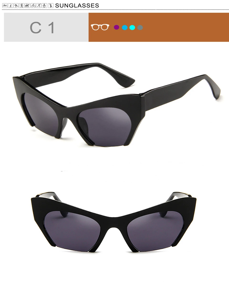 RHAMAI Fashion Brand Designer Cat Eye Sunglasses Women Half Rim Sun Glasses Half Frame Women Shades UV400 Outdoor Eyewear (3)