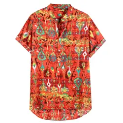 Гавайская Мужская рубашка с принтом удобные с короткими рукавами отложной воротник плюс размер Chemise уличная одежда большого размера