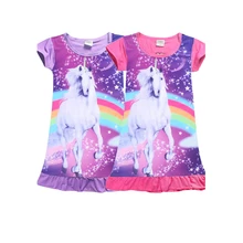 Милое летнее платье для маленьких девочек; 2 стиля; платье трапециевидной формы с круглым вырезом и принтом единорога; платье по колено