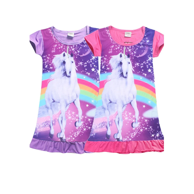 

Pretty Lovely Summer Toddler Baby Girls 4-10Y Dress 2 Style Unicorn Print Ruffles O-Neck A-Line Knee-Length Dress