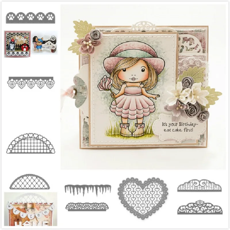 

Naifumodo Filigree Hearts Doily Border Metal Cutting Dies for Scrapbooking Craft Die New Embossing Stencil Card Decoration 2019