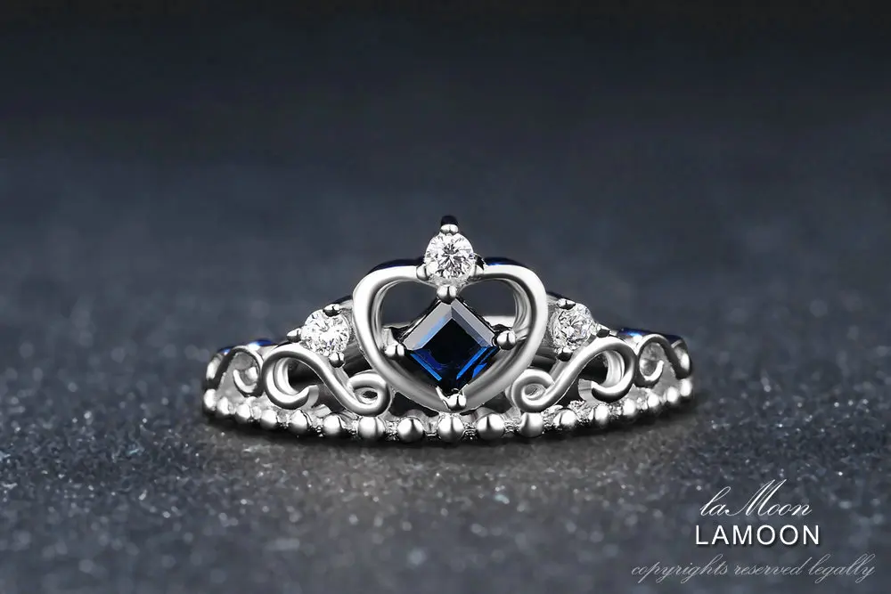 Ламон принцесса огранка сапфир 925 пробы серебряные ювелирные изделия Корона свадебное кольцо с S925 для женщин LMRI047