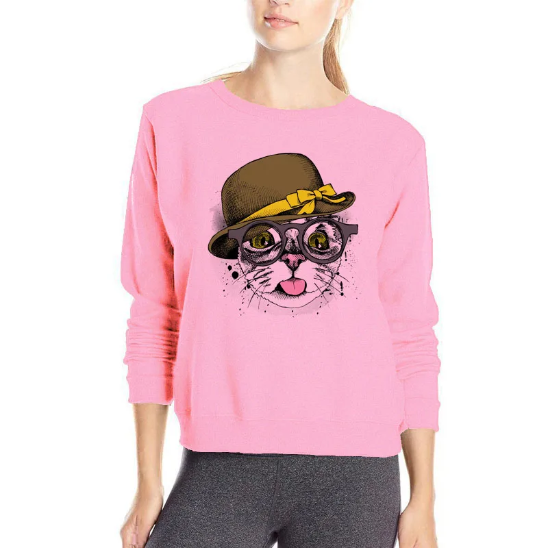 

Lady Cat hoodies fashion streetwear women casual cotton clothes long sleeve winter outwear kawaii cat printing hoodie funny tops