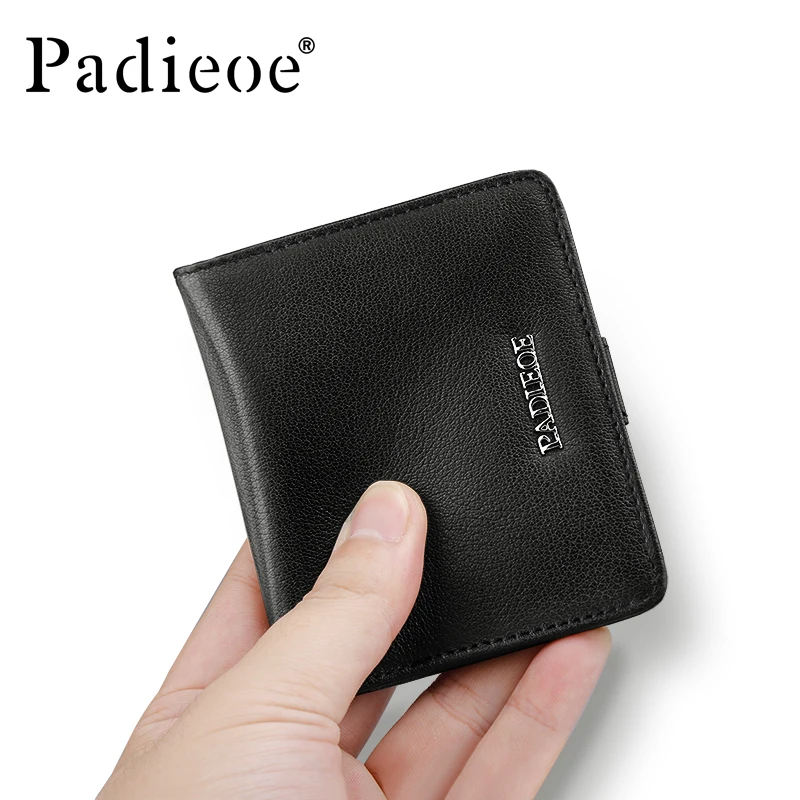 

Padieoe New Fashion Men's Short Wallet Male Genuine Leather Men Wallets Business Men Purses Card Holder with Coin Pocket