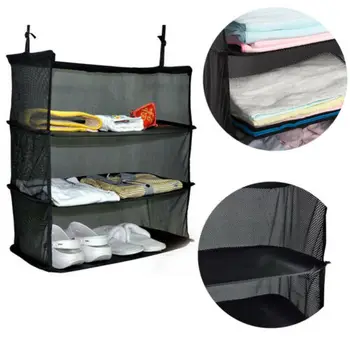 

Portable Travel Storage Bag Travel Shelves Shelf Foldable Hanging 3 Layers