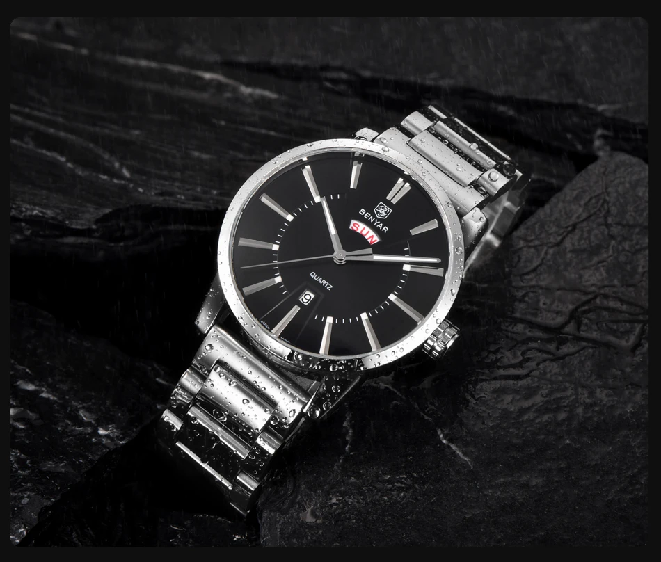 Relogio Masculino BENYAR люксовый бренд аналоговый дисплей Дата Мужские кварцевые часы 30 м водонепроницаемый ремешок из натуральной кожи повседневные часы