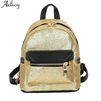 

Aelicy bag for women 2020 Girl Sequins Leather School Bag Backpack Satchel Women Trave Shoulder Bag mochila feminina masculina