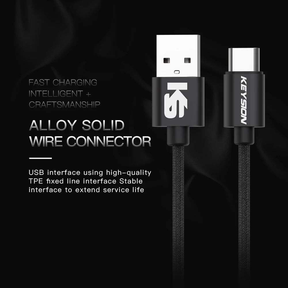 KEYSION USB نوع C كابل ل Xiaomi Redmi ملاحظة 7 mi9 سامسونج A50 A70 A30 A20 سريع شحن سلك USB-C كابل شاحن الهاتف المحمول
