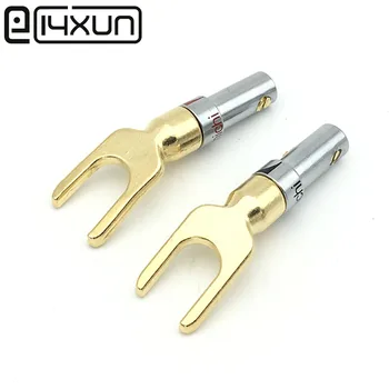 

EClyxun 50Pcs Gold Plated Brass Nakamichi Grade Interpolation Y Y U- type Screw Spade Banana Plug Speaker Cable Wire Connectors