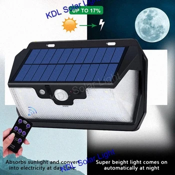 

55 LED 900lm Solar Light remote control radar smart 3 side lighting NEW Port IP camp street wall lamp yard c