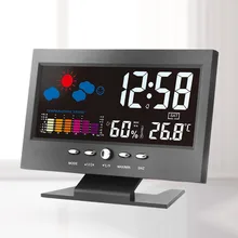 Электронный цифровой ЖК контроль температуры и влажности Часы с термометром и гигрометром декоративные часы Электронные Домашние будильник с прогнозом погоды