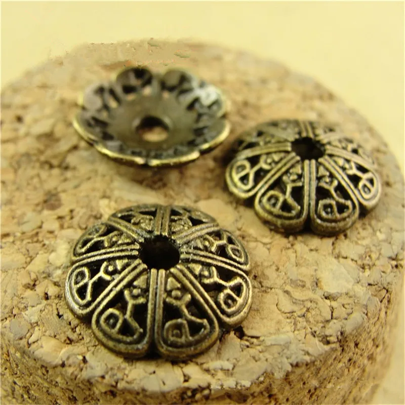 

RONGQING 200pcs/lot Antique Bronze Beads Caps 4*13MM Hollow Jewelry Caps for DIY Findings & Hardware