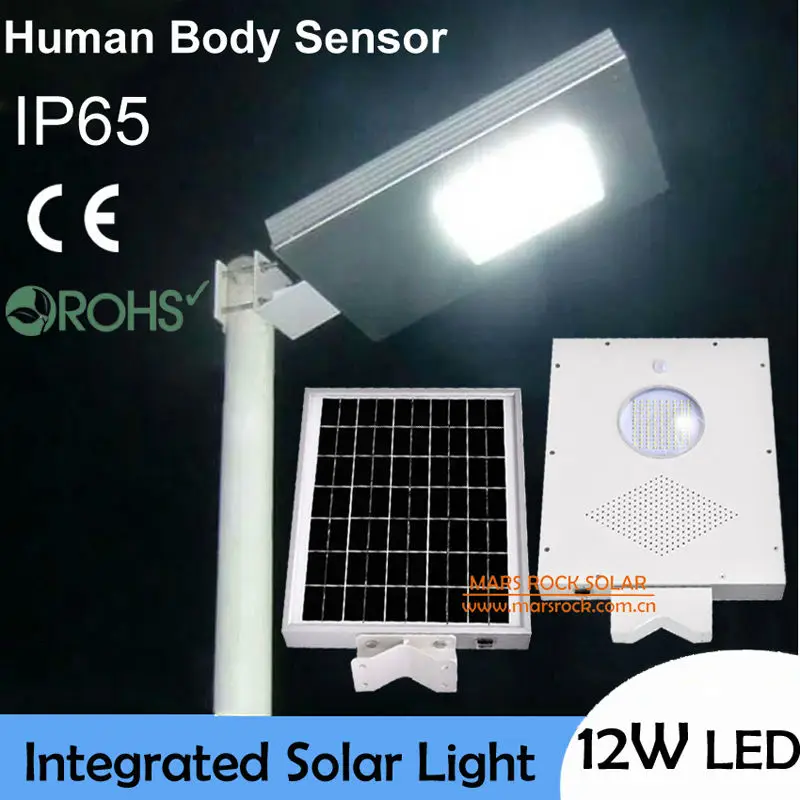 

12W Ultra Bright LED Solar Light Outdoor, Human Body Sensor Lamp,18W Solar Panel with 6Ah Battery Integrated, Solar Garden Light