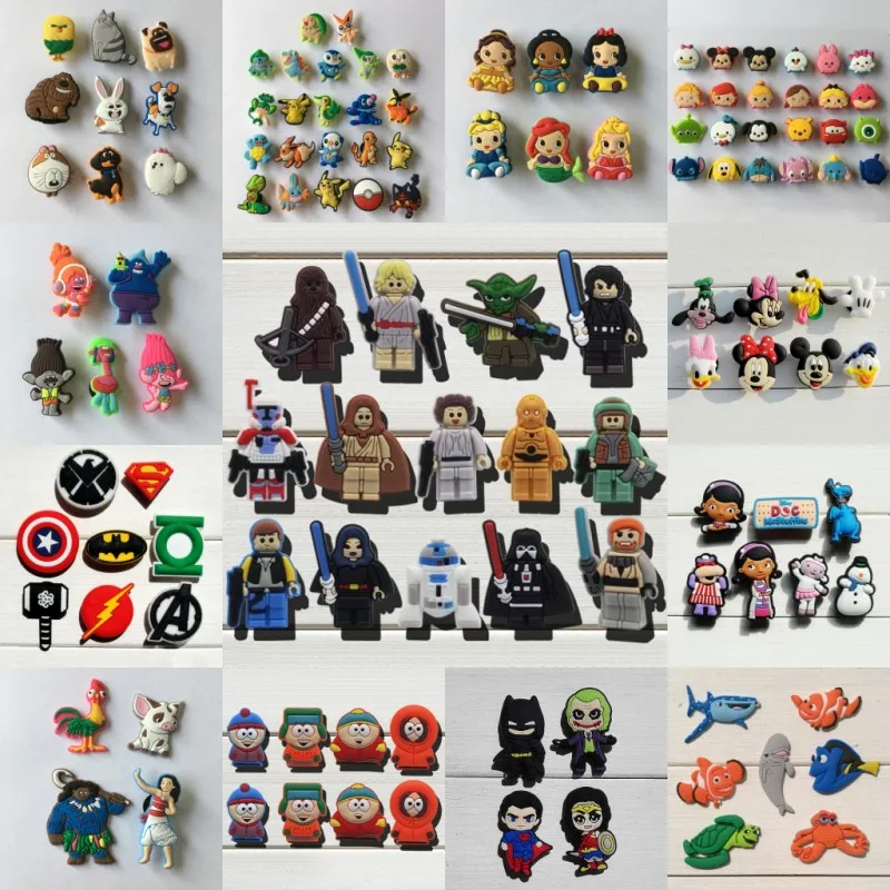

100PCS Mickey Avenger Hot Cartoon PVC Shoe Charms Buckles Accessories Fit Bracelets Croc JIBZ Kids Gift