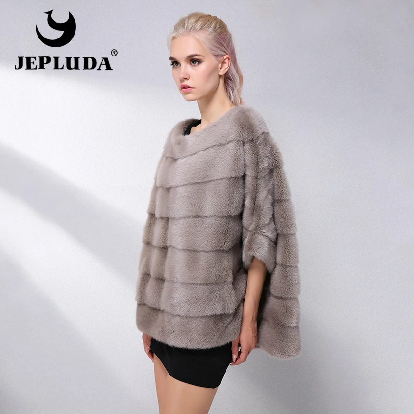 JEPLUDA Женская Шуба Из Натурального Меха Норка Пуловера Меховая Бес Размера