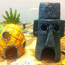 2 шт. Губка Боб дом в форме ананаса и кальмар Пасхальный остров домашний Аквариум Украшение для аквариума декоративное украшение