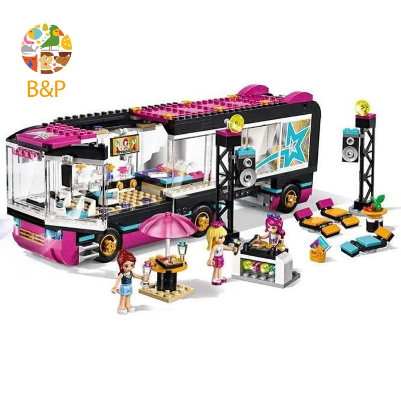 

41106 684pcs Girl Friends Series The Pop Star Tour Bus Building Block Brick Toys For Children Gift Compatible 10407
