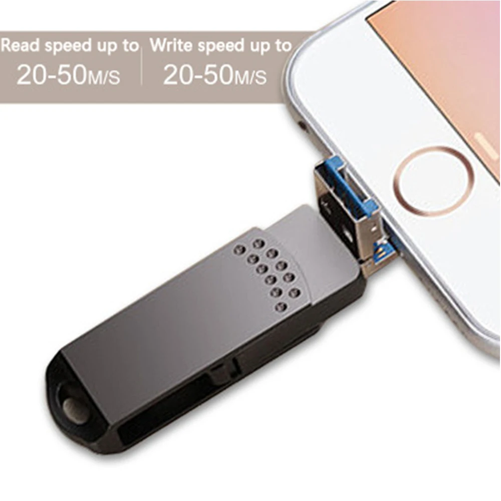 USB Memory Stick Flash Drive 128GB USB Type C External Storage USB Drive 3in1for for iPhone 4