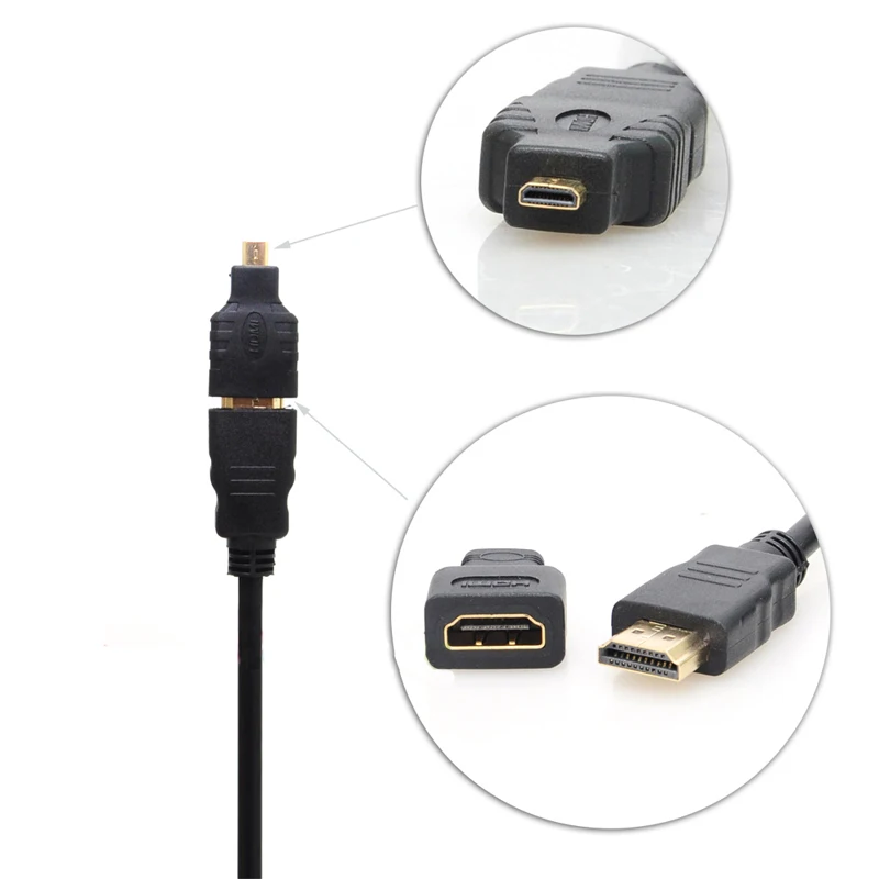 Kebidu 3 в 1 V1.4 HDMI к Mini Micro Кабель адаптер для плакировки конвертер Xbox360 PS3 HDTV 1080P