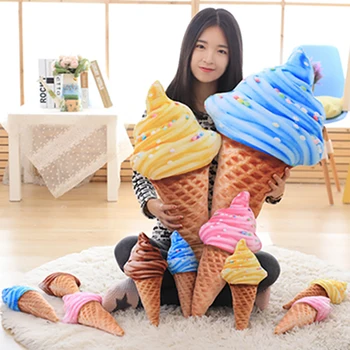

1pcs 23.66inches 60cm The simulation fun cone ice cream pillow doll children cushion for leaning on valentine's day gift