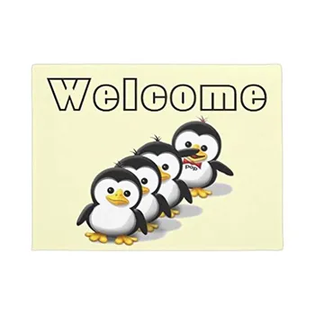 

Rubber Front Rugs Flock of Penguins Doormat Non-Slip Outdoor Floor Mats Welcome Indoor Entrance Doormats