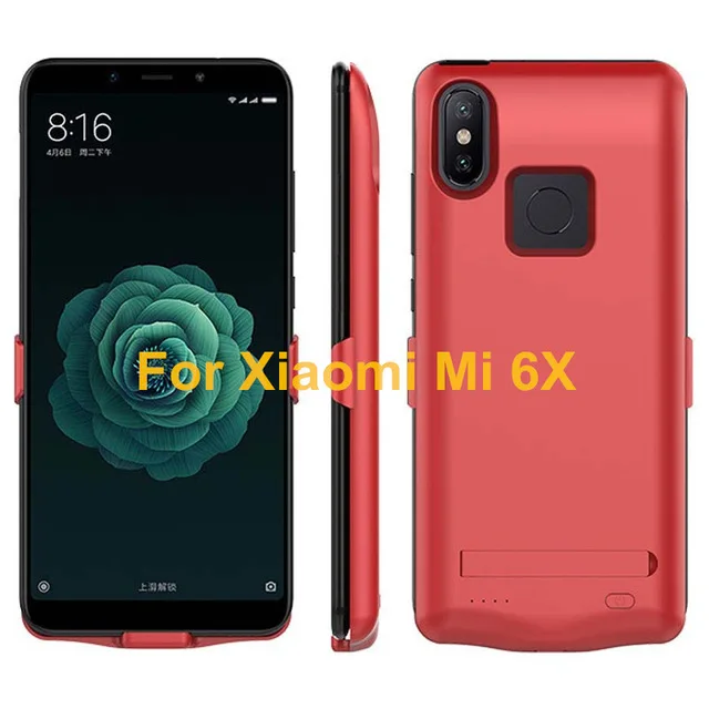 Чехол s для Xiaomi Mi 6X Внешний Аккумулятор Чехол для аккумулятора 6800 мАч чехол для зарядного устройства чехол для Xiaomi Mi A2 чехол для зарядки s - Цвет: Red for Mi 6X