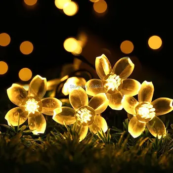 

Battery Powered 8 Modes 6M 60LEDs Peach Flower Shaped LED String lights Waterproof Holiday Fairy lights With Remote Control