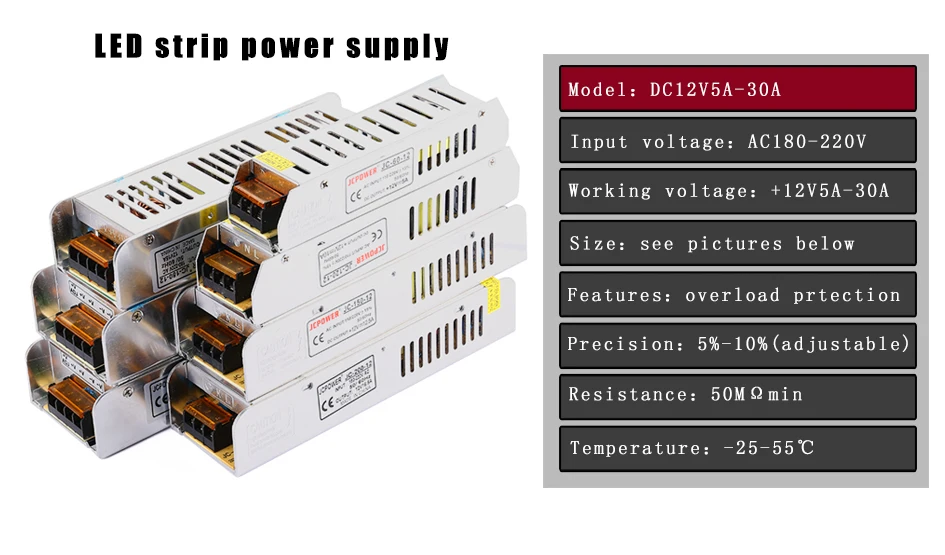 JC Мощность тонкий 12 В 5A 60 Вт Напряжение трансформатор переключатель Питание для светодио дный полосы светодио дный управления коммутатора
