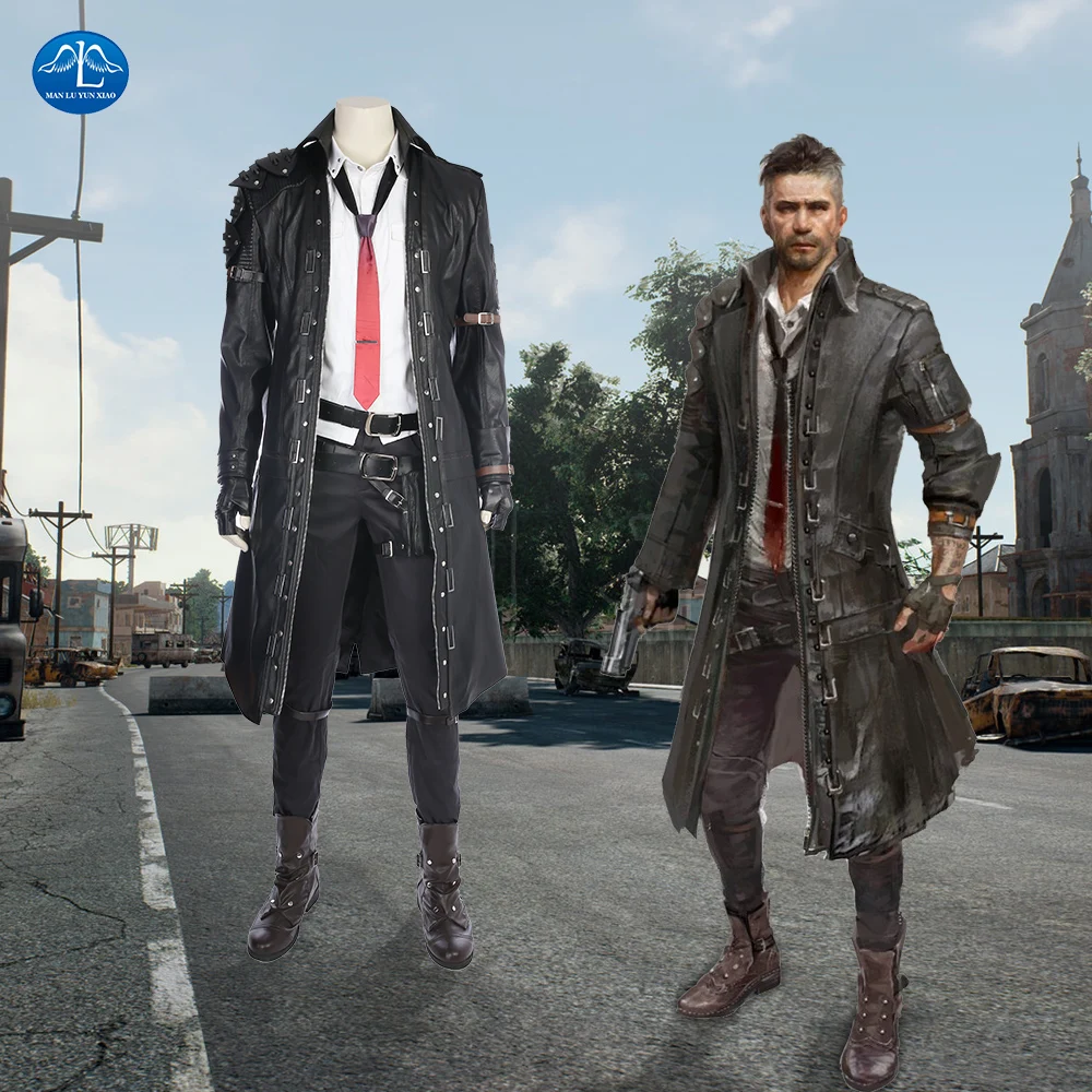  New Arrival Hot Game PLAYERUNKNOWN'S BATTLEGROUNDS Costume Men Leather Suit PUBG Cosplay Costume Ha