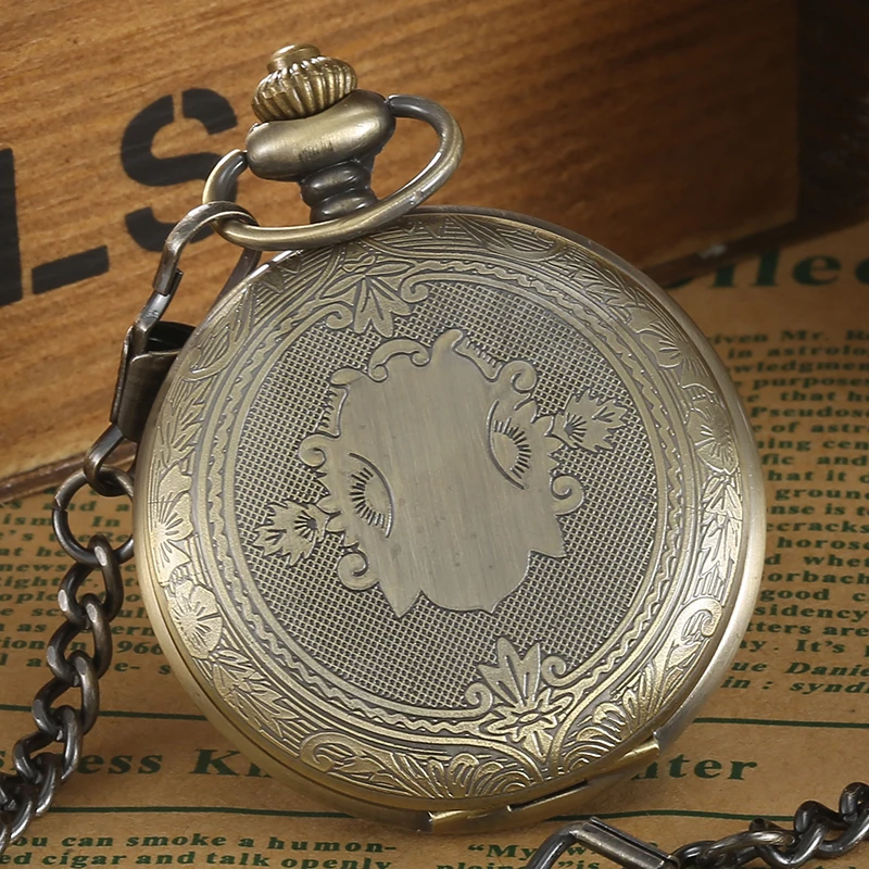 

Retro Bronze Roman numerals Plated Pocket Watch Mens Vintage Steampunk Analog Quartz Pocket Watch With FOB Chain Women Men Gifts