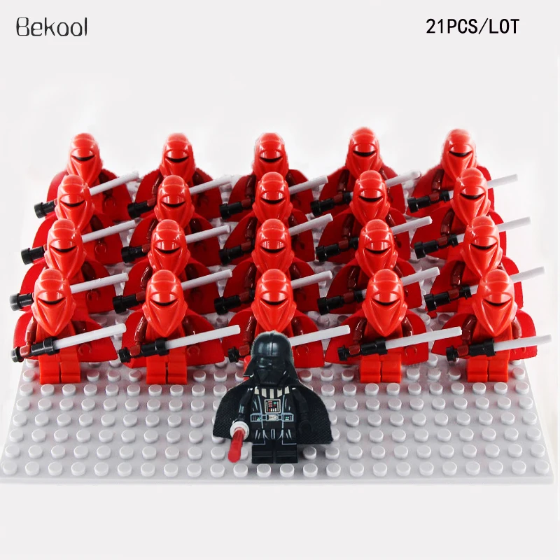 21pcs/lot STAR WARS Custom Imperial Royal Guards Red mini toys figure