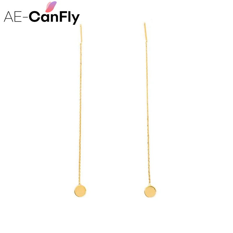 

Simple Metal Earring For Women Gold Silver Color Long Chain Dangle Drop Earring Lady Ear Line B1261