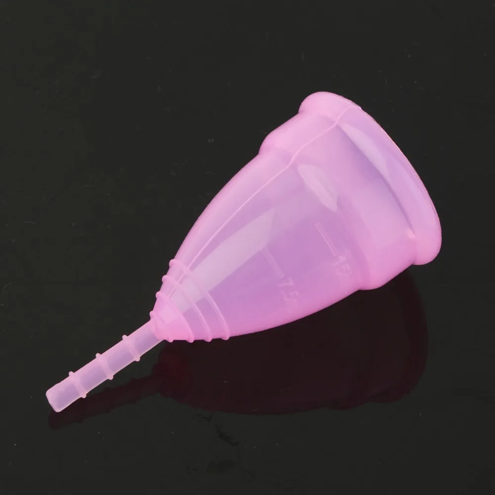 Reusable Soft Cup Medical Grade Silicone Menstrual Cup Big Small Sizes Three Colors Women Feminine Hygiene 5