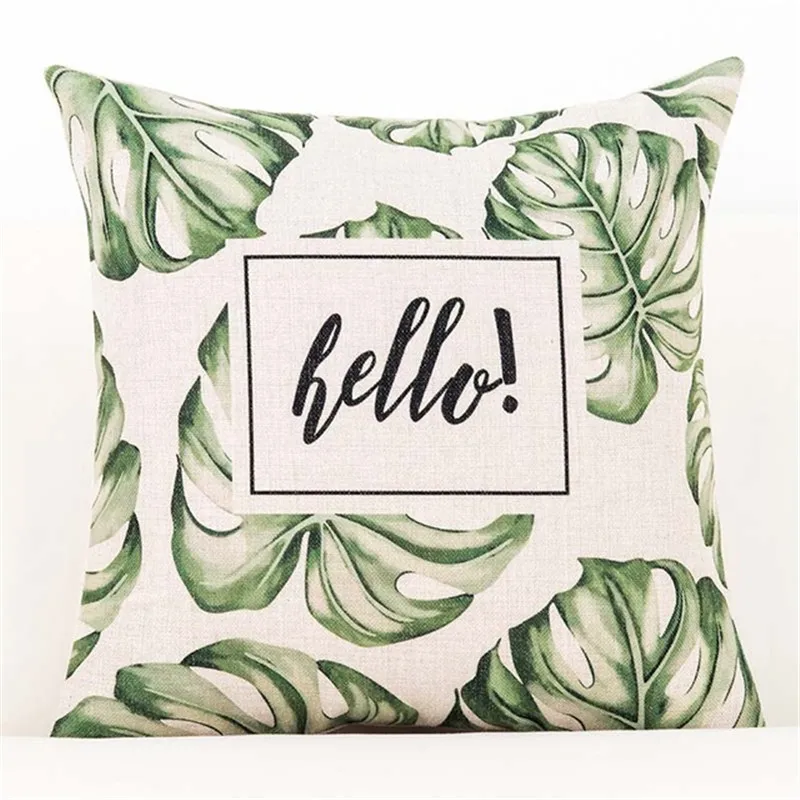 3D Green Leaf Cushion Cover Botanical Tropical Palm Tree Leaves Geomtric Black Beige Pillow Covers Bedroom Sofa Decoration