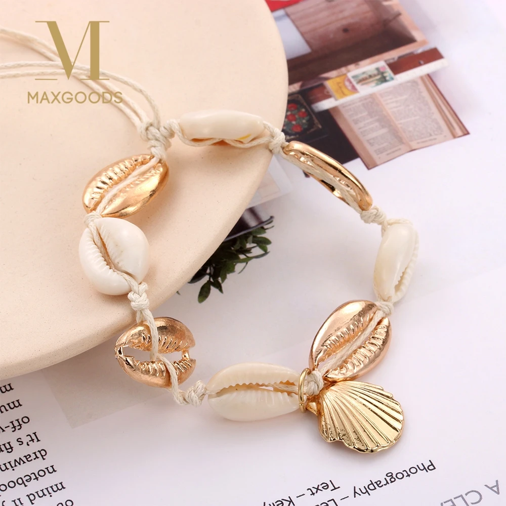 

Vintage Antique Gold Color Anklet Women Shell Sequins Beads Geometric Bracelet Charm Bohemian Anklet Bracelet Boho Foot Jewelry