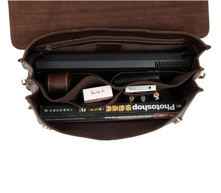 Портфель Мужская сумка деловая офисная деловая сумка большая емкость коричневый подходит для ПК книги школа Натуральная кожа Винтаж