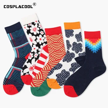 

Creative Unisex Harajuku Novelty Meias Flowers Corrugated Funny Socks Women Hip Hop Geometric Skateboard Chaussettes Divertidos