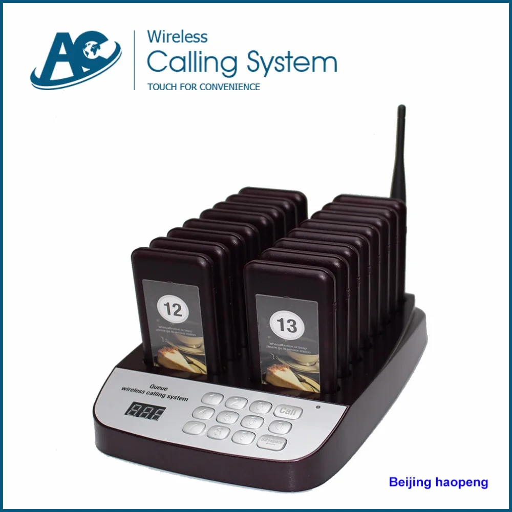 

Waiter service calling pager,restaurant wireless ordering system keypad transmitter(charger base)*1+coaster pager*16