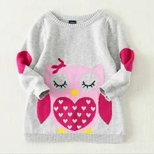 Belababy Brands Baby Girls Sweaters Winter 2017 New Girl Long Sleeve Knitted Clothes Kids Autumn Cartoon Owl Sweater For Girls