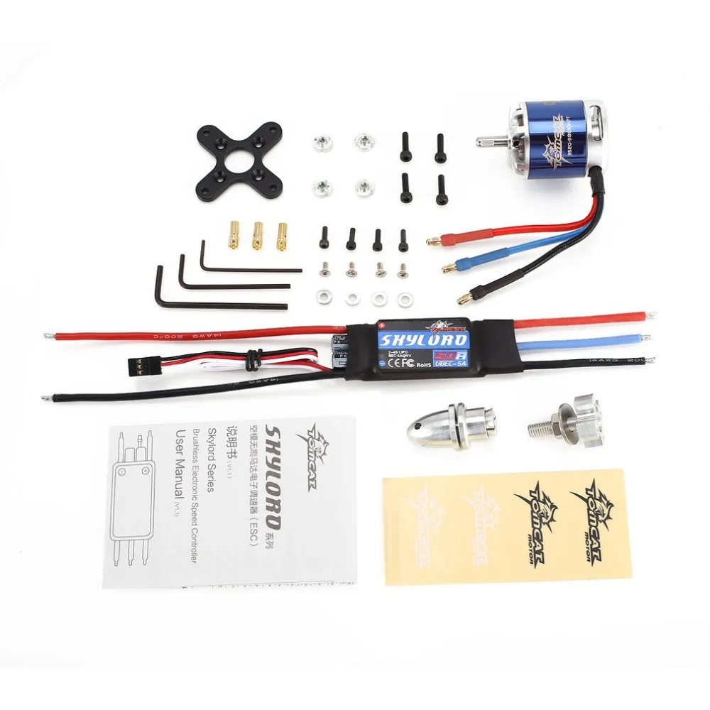 

TomCat TC-G 3520 ESC KV980 7T Brushless Motor Skyload 50A Brushless Combo Set for RC Fixed Wing Airplane Drone Helicopter HOT!