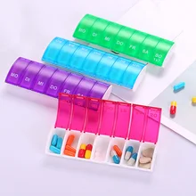 7 Days Weekly Pill Organizer Tablet Pill Storage Box Plastic Medicine Box Splitters VF Promotion Price 7 days weekly pill box black