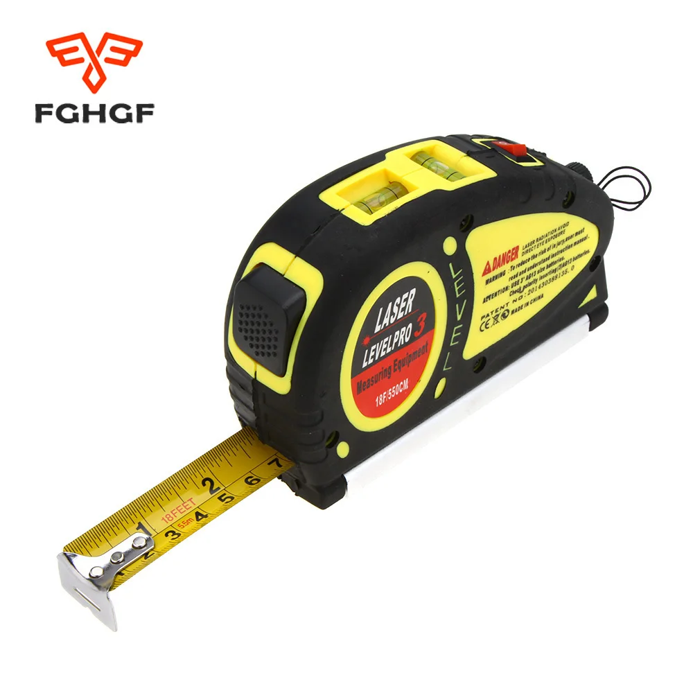

FGHGF High Quality 18FT/5.5m Laser Level Leveler Measure Tape Measuring Tools Horizontal Vertical Line Ruler Aligner